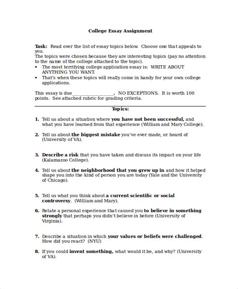 Free 8 Sample College Essay Templates In Ms Word Pdf