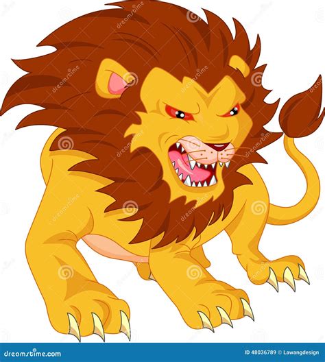 Angry Lion Cartoon Stock Vector Illustration Of Undomesticated 48036789