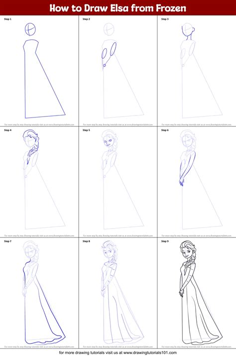 How To Draw Elsa From Frozen Printable Step By Step Drawing Sheet