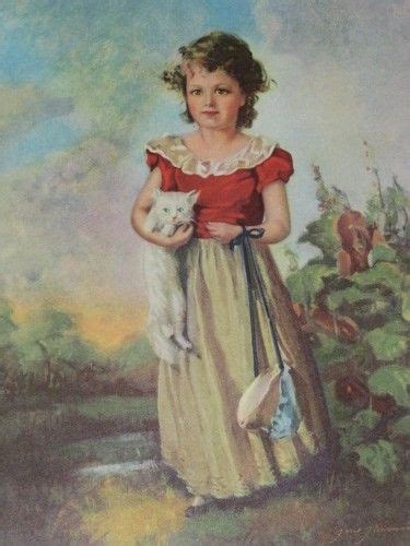 Chums By Jane Freeman Little Girl Holding Kitten Bonnet Vintage 1960s