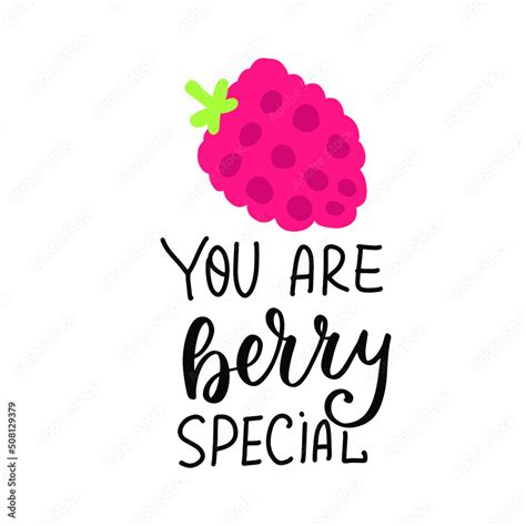 You Are Berry Special Funny Food Puns Phrase Hand Drawn Cartoon Cute