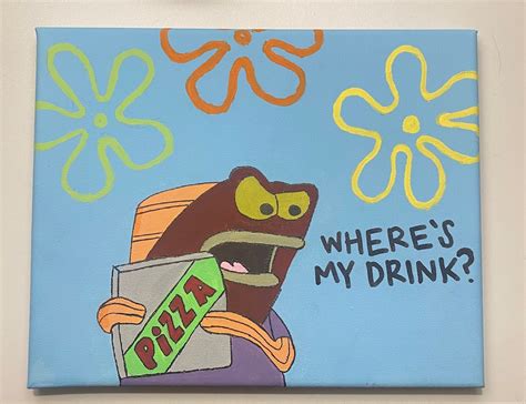 Spongebob Wheres My Drink Painting Etsy
