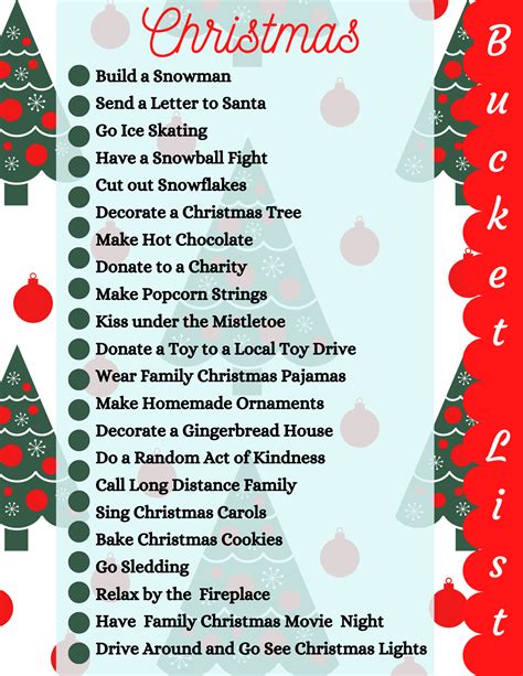 Christmas Bucket List Printable for Festive Holiday Fun