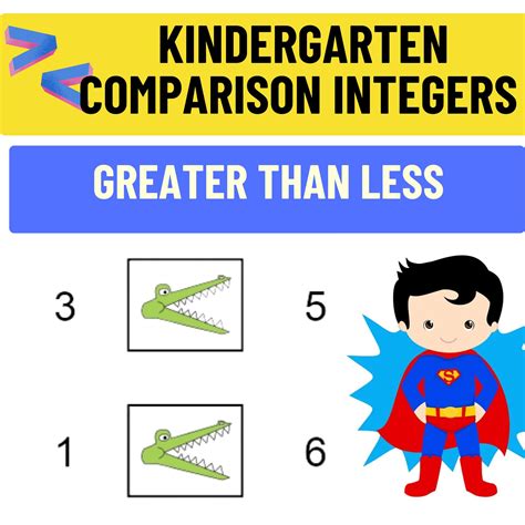 Greater Than Less Than Kindergarten Comparison Integers Worksheets