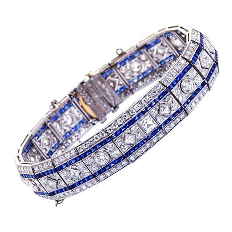 art deco elaborate diamond and sapphire bracelet at 1stdibs