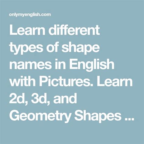 Learn Different Types Of Shape Names In English With Pictures Learn D