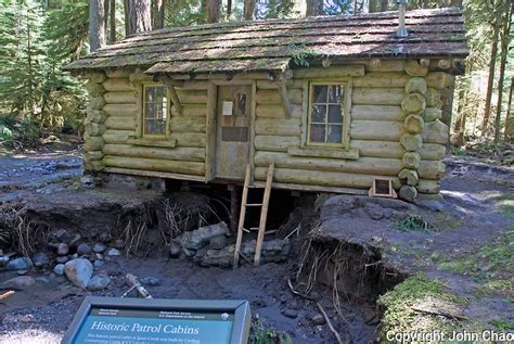 Flood Damaged Historic Ranger Log Cabin In Mount Rainier National Park