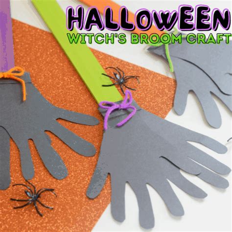 Handprint Witchs Broom Craft Easy Halloween Handprint Craft