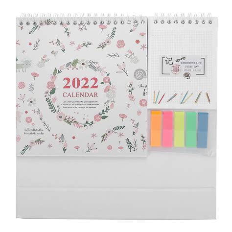 Hemoton 2022 Desktop Calendar Flower Standing Flip Planner Scheduler