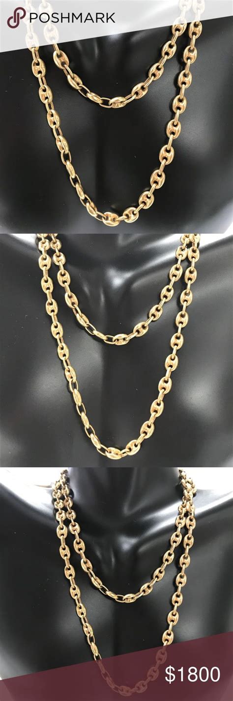 14k Yellow Gold Puffed Mariner Gucci Link Chain Chain Chain Link