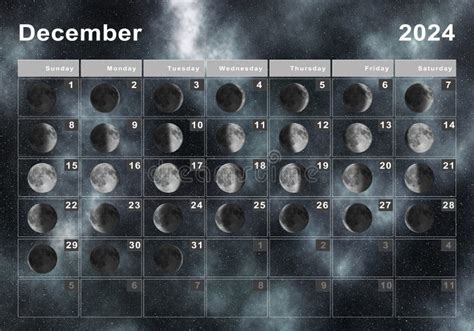 December 2024 Lunar Calendar Moon Cycles Stock Photo Image Of