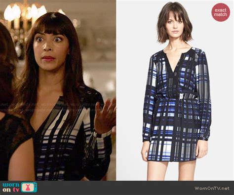 Wornontv Ceces Blue Plaid Dress On New Girl Hannah Simone Clothes And Wardrobe From Tv