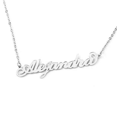 Alejandra Italic Silver Tone Name Necklace Personalized Jewelery Free