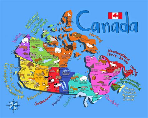 Fun Map Of Canada For Kids With Animals Canada For Kids Map Of