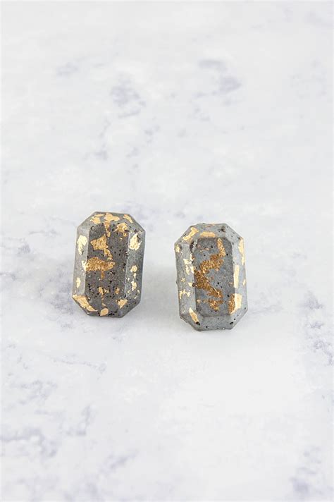 Diy Concrete And Gold Gem Jewelry