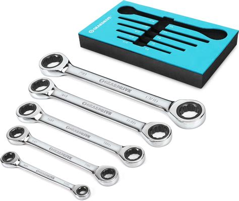 Geardrive Double Box End Ratcheting Wrench Set Sae 5 Piece 516 To