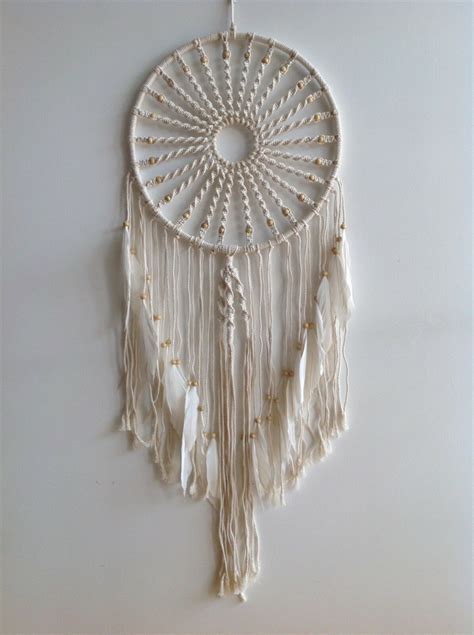 32cm X 100cm Rope Macrame Dream Catcher Wall Hanging With White