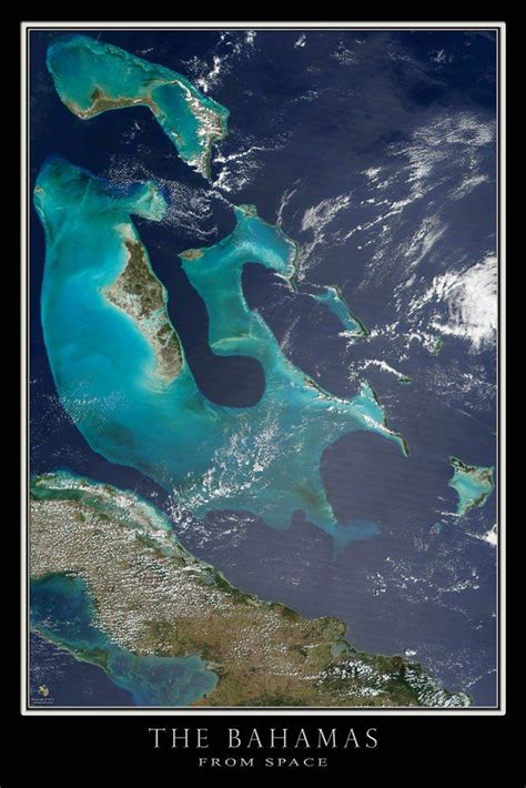 The Bahamas From Space Satellite Poster Map From Terraprints Bahamas