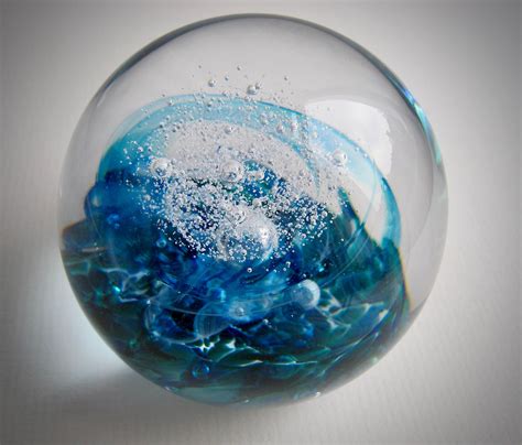 Selkirk Cadenza Blue And Green Hand Blown Glass Paperweight From The