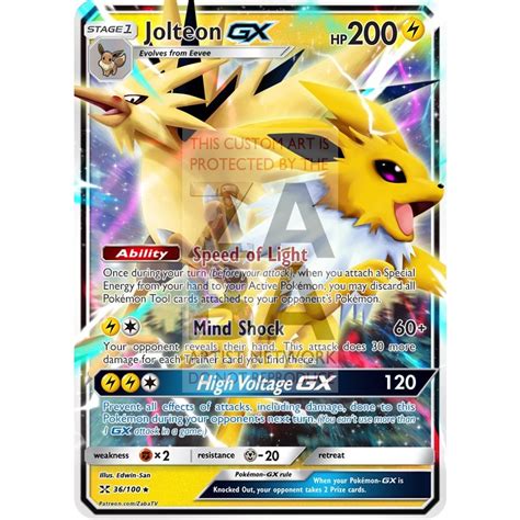 Choose between various pokemon codes at ptcgo store and buy it for cheap. Jolteon GX Custom Pokemon Card - ZabaTV