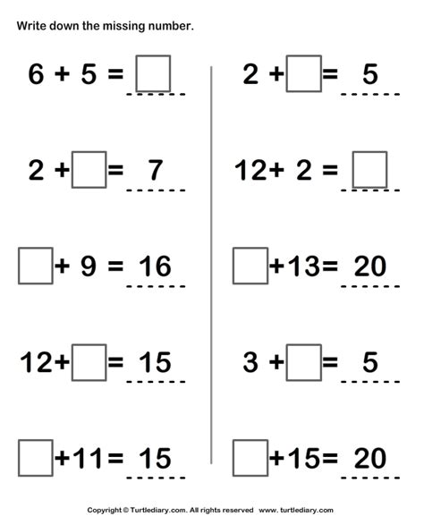 It was designed for enhancing your groups' spelling and writing skills. Write Missing Numbers in Addition Sentence Worksheet ...