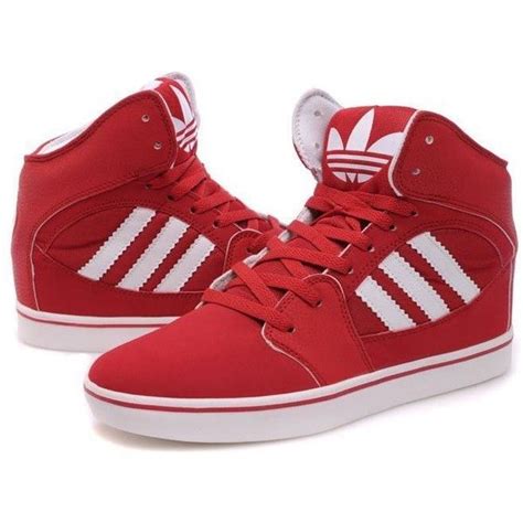 Adidas High Tops Red White Found On Polyvore Featuring Polyvore