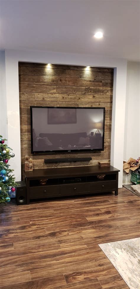 Tv Wall Reclaimed Wood Tv Wall Design Farm House Living Room