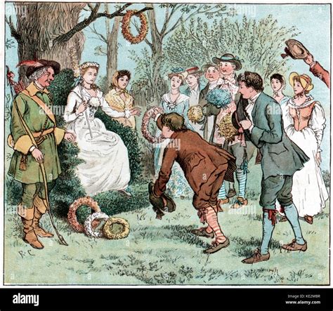 Men Paying Homage To The May Queen 18th Century By Randolph Caldecott