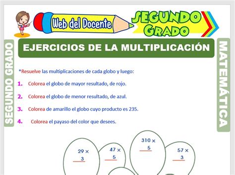 Multiplicación Para Niños De Segundo Grado De Primaria