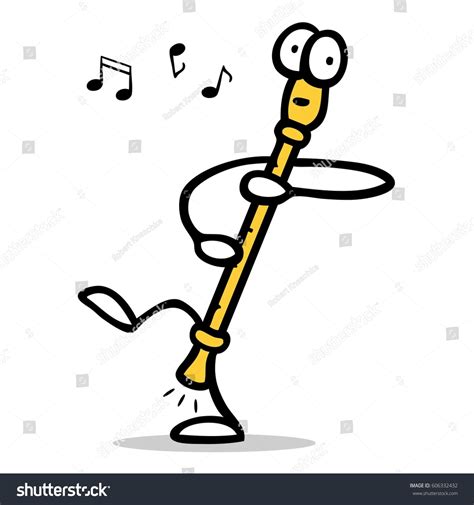 Funny Flute Cartoon Character Arms Feet Stock Illustration 606332432