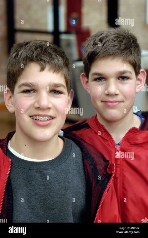 Male Twin 14 Year Old Boys Stock Photo Royalty Free Image 1434961 Alamy