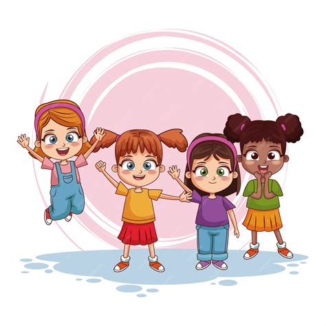 Niños Felices Dibujos Animados De Jumpin Vector Premium