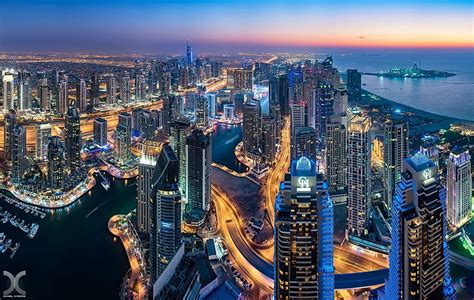Dubai Uae Buildings Skyscrapers Night Hd Wallpaper 93494