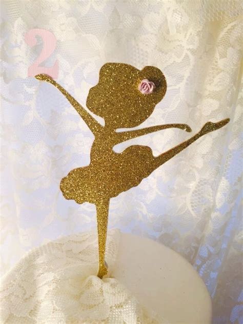 Cake Topper ~ Ballerina Dancer ~ Gold Glitter Decoration For Daught