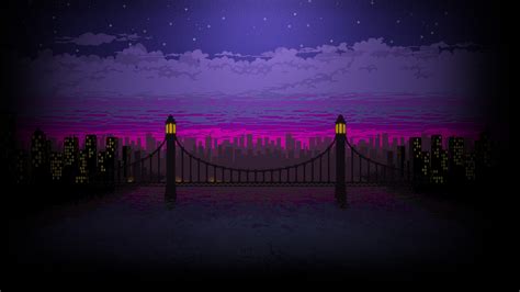 1024x500 Resolution Pixel Art Bridge Night 1024x500 Resolution