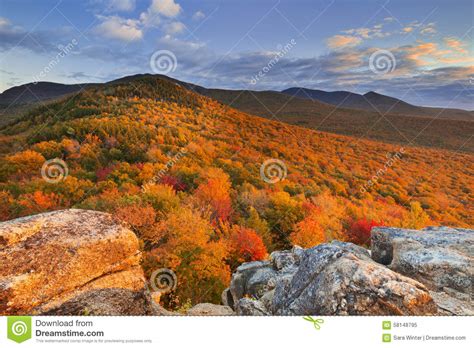 Fall Foliage At Sunset New Hampshire Usa Stock Image Image Of