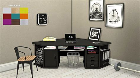 Leo Sims Corner Desk Sims 4 Sims Sims 4 Cc Furniture