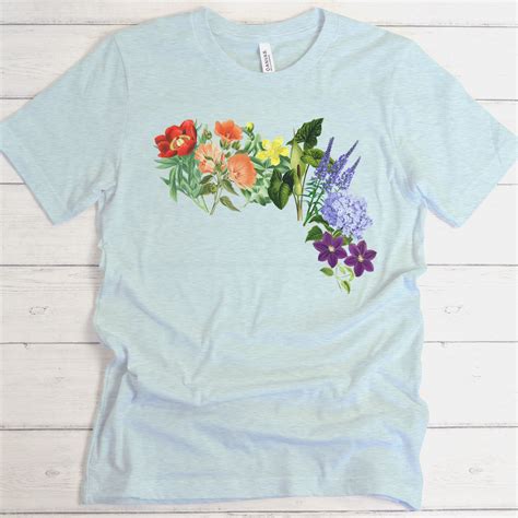 Camisa Floral Para Mujer Camiseta Rainbow Flower Camisa De Etsy España