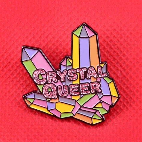Crystal Queer Enamel Pin Quartz Cluster Brooch Lgbt Rainbow Pride Badge