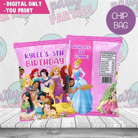 Disney Princess Chip Bag Disney Princess Birthday Disney Princess