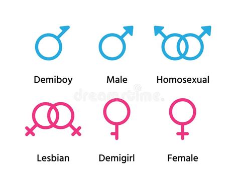 gender symbols orientation signs vector illustration set outline icons stock vector