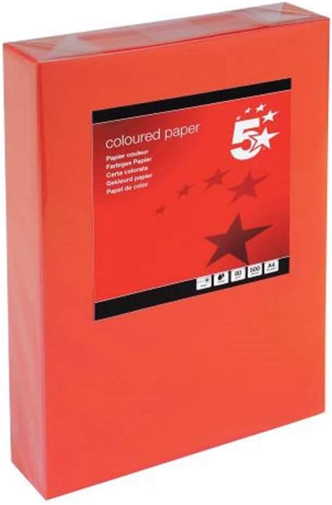 5 Star Coloured Copier Paper Multifunctional Ream Wrapped 80gsm A4 Deep