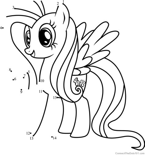 Fluttershy My Little Pony Dot To Dot Printable Worksheet Connect The Dots