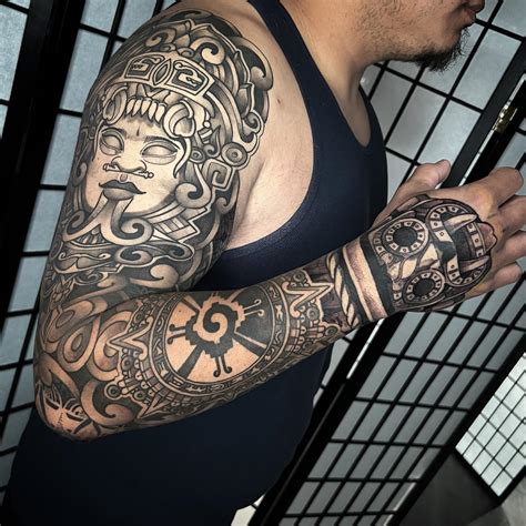 Aztec Warrior Tattoos Sleeve