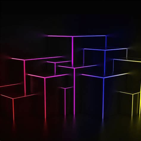 Neon Light Cubes 4k Ipad Pro Wallpapers Free Download