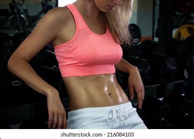 Close Fit Womans Torso Many Dumbbells Stock Photo Shutterstock
