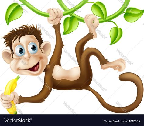 Monkey Swinging With Banana Royalty Free Vector Image