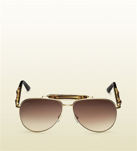 Gucci Bamboo Aviator Sunglasses In Brown Lyst