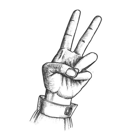 Finger Del Símbolo De Paz Del Gesto De Mano Dos Encima Del Vector De La