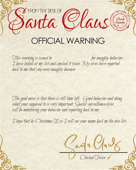santa s naughty list letter naughty list warning etsy